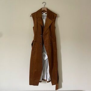 NWT ERONICA BEARD Brown Corduroy Double Breasted Trench Vest 4